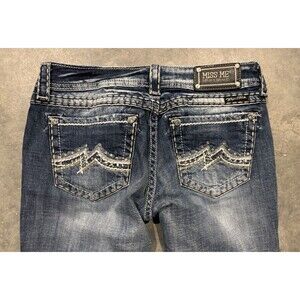 Miss Me Denim Jeans Size Women's Sz 28 Embroidered Boot Cut Frayed Hem